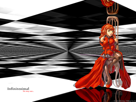 Infinitesimal - beauty, sexy, hot, anime girl, beautiful, red, weapon, sword, cute, dress