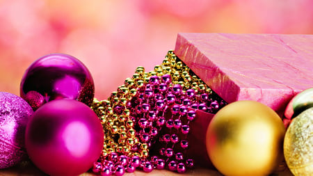 Happy New Year - ball, purple, cute, candles, holidays, christmas, balls, decorations, golden, gold, photography, lovely, new year, garland