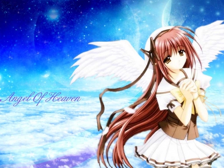 Angel of heaven - anime, sky, girl, angel