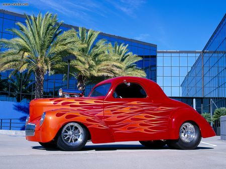 41 Willys Pro Street - flames, ford, pro street, red