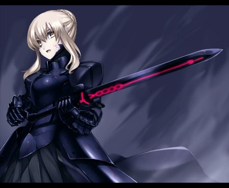 Saber Alter - saber, anime, saber alter, girl, sword, darkness, dark