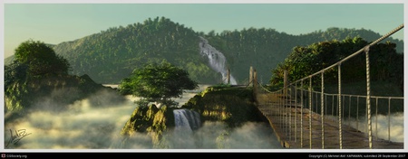 Summit in Live - tree, bridge, waterfall, beautiful