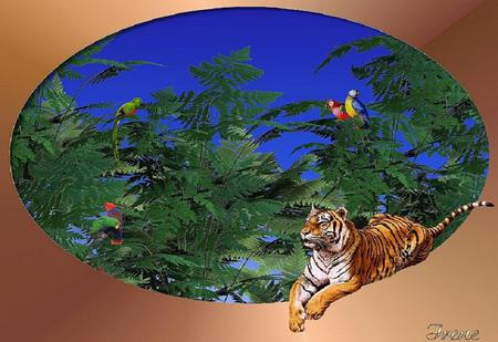 1 Moment of Time - tree, tiger, birds, other