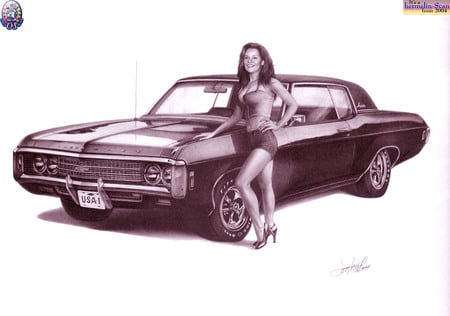 67 chevy - woman, girl, 3d, other, 67chevy