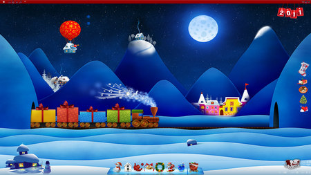 Christmas train widescreen - widescreen, christmas, train, holiday, blue, snow