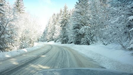 Snow covered road widescreen - forest, winter, road, tree, snow