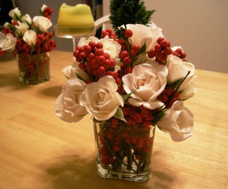 Winter still life - beauty, glasses, roses, popular, photography, winter, still life, sesons, white, abstract, red