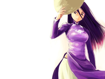 purple anime girl - manga, anime, white, purple, girl