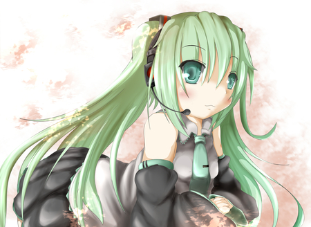 Hatsune Miku - virtual, blush, miku, vocaloids, song, singer, cool, awesome, vocaloid, anime, twintail, skirt, aqua hair, pose, hatsune, black, cute, beautiful, hot, girl, anime girl, white, sakura trees, program, aqua eyes, pretty, aqua, beauty, sakura, thighighs, diva, nice, tie, sexy, idol, trees, music, hatsune miku