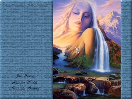 Painted Worlds Mountain Beauty - fall, river, woman, beautiful, mountain