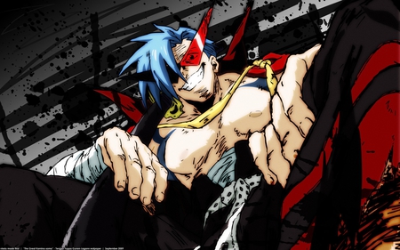 The Great Kamina-Sama - anime, glasses, awesome, blue hair, gurren lagenn, cape, cool, kamina