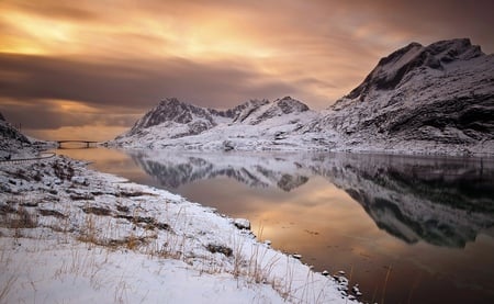 Lake in winter - winter, water, lake, snow