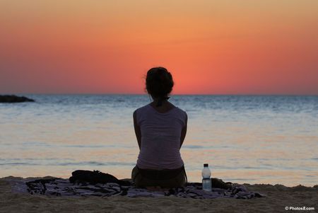 Water Bottle - watch, sunset, beach, woman