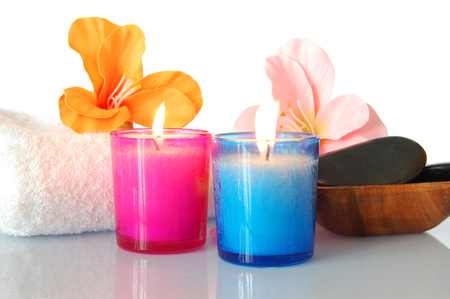 Spa - candles, pink, spa, blue