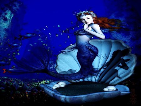 JEWEL OF ATLANTIS - female, pearls, mermaid, underwater, fishes, jewel