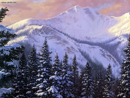 Mountains - winter, sunset, mountain, snow