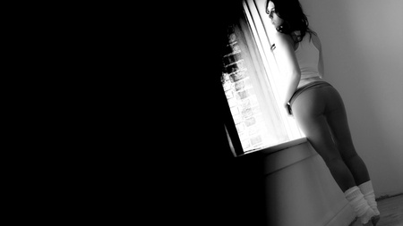 Window - girl, blinds, sexy, window