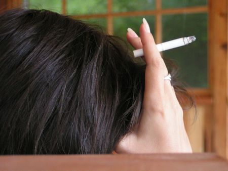 Smoking - cigarette, head, girl, hand