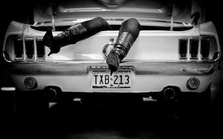 Mustang - trunk, abstract, car, photography, girl, boot