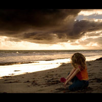 Girl, Flower and Beach