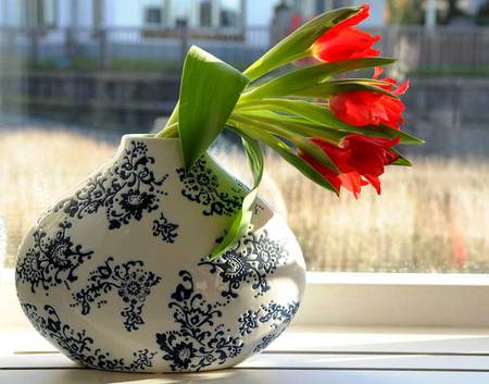 still life - tulips, home, still life, vase