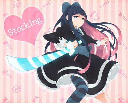 stocking love - panty and stocking, goth anime girl, anime, stocking