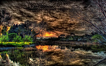 Silent is Golden - beauty, nightfall, lake, reflection, forest, sunset