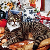 I am ready for a photo! * Painting by Geoffrey Tristam