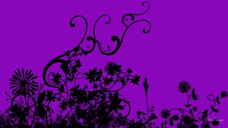 Pretty in Purple - abstract, flowers, vines, purple