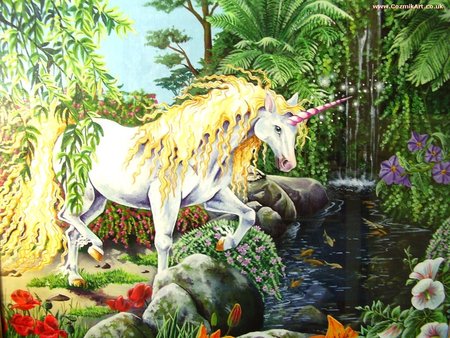 unicorn in mystic forest - mystic, forest, wizard, magic, unicorn