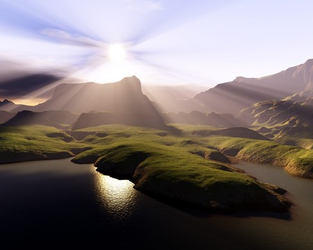 Sun Light over Mountains - landscape, nature, mountain, photography