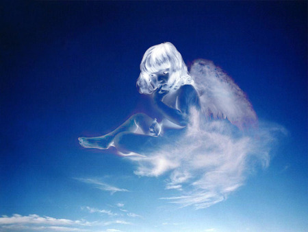 Little Angel - white, angel, blue, sky