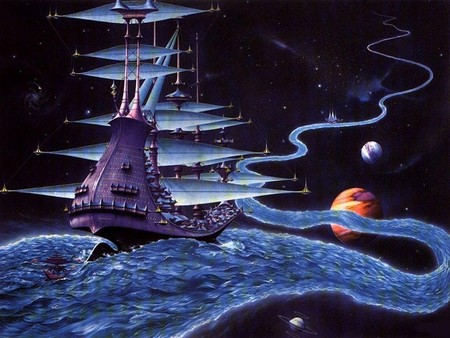 Space sea traveling - space, travel, fantasy, ship