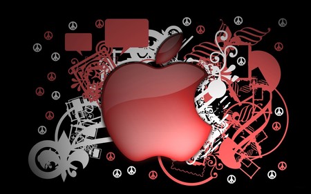 apple pattern - abstract, red, linux, pattern, apple, technology