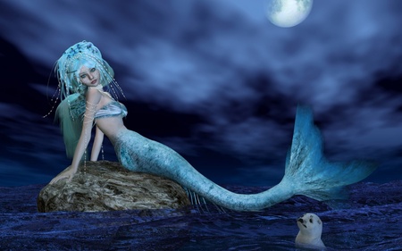 3d-mermaid - hot, 3d-mermaid, female, fantasy, cool, dark, sexy, girl, artworks, beautifull, computer, wallpaper, mermaid, 3d, seal, sea, fantazy