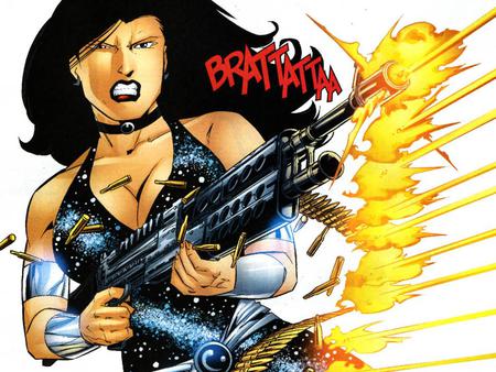 Donna Troy - gun, comic, female, troy, donna, fantasy