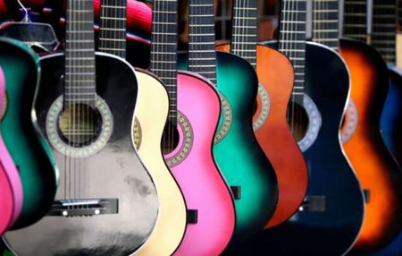 Guitars - pink, black, yellow, music, guitars, green