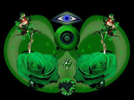 Search for the Lucky Green - eye candy, collage, 3d, fractal, abstract