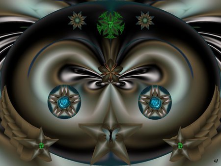 Minty Stars - eye candy, collage, 3d, fractal, abstract