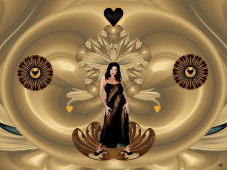 Gold and Black Desire - eye candy, collage, 3d, fractal, abstract