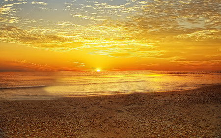 Morning Sunrise - clouds, beach, beauty, sunrise, refresh, reflection, sky