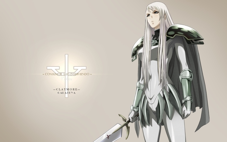 Claymore - pretty, claymore, beautiful, girl, sword, light, symbol, woman, galatea