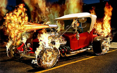 Flames - flames, car, rod, hot