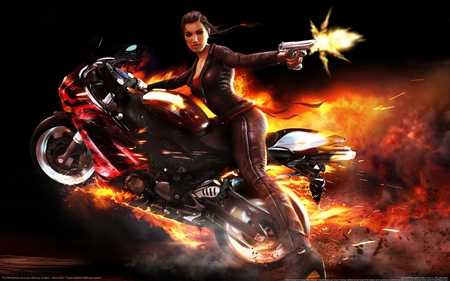 Bike - female, fantasy, bike, motorcycle