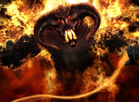 Demon - flames, dark, evil, fire, fantasy, demon