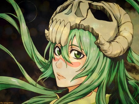 Dream on - pretty, female, neliel, girl, green eyes, green hair, espada, long hair, mask, arrancar