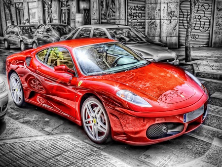 HDR ferari - ferari, hdr, car, red