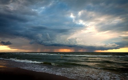 STORMY SKY - stormy, sky, clouds, sunset, ocean