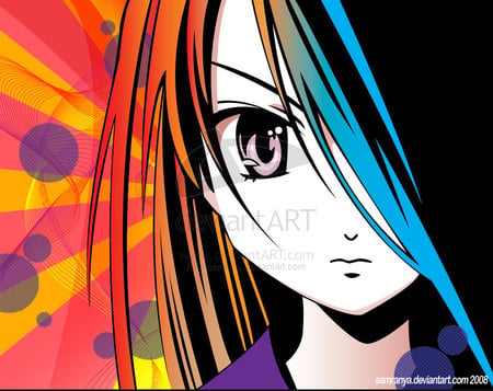 Vector Anime by DarkReaper12 - anime, blue, beautiful, red, vector