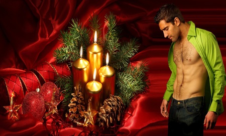 candle light - male, xmas, model, candles